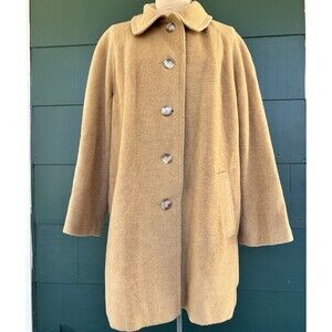 Vintage 50s Camel Hair Swing Coat Jacket Mid Century Mod Cocoon Car Coat Medium